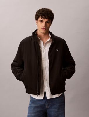 Padded Nylon Zip Jacket, Black