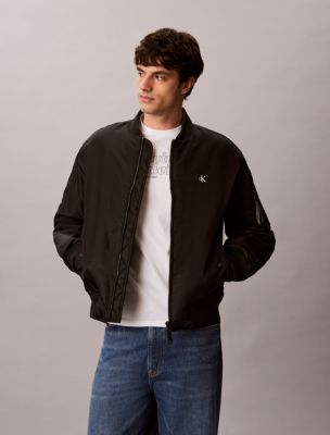 Nylon Bomber Jacket, Black