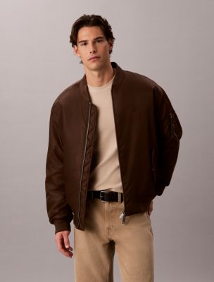 Nylon Bomber Jacket, Brown Cork