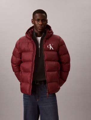 Lightweight Nylon Hooded Puffer Jacket, Merlot 