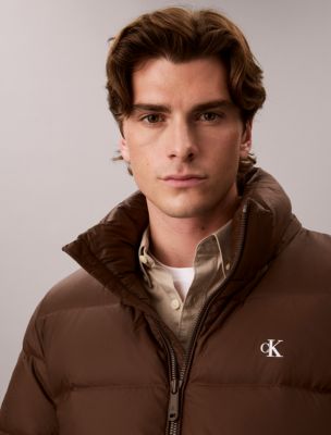 Nylon Relaxed Puffer Jacket, Brown Cork