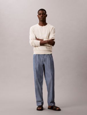 Straight Chambray Pull-On Pants, Blue Descent