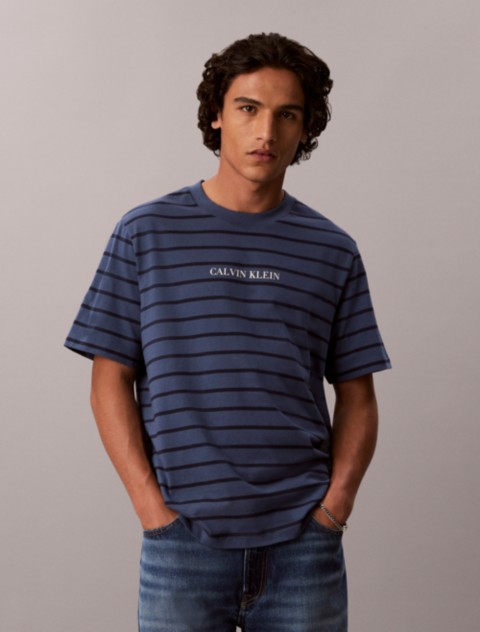 Мужские футболки Calvin Klein Striped Logo Easy Tee