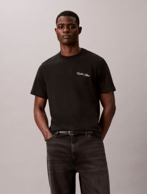 Embroidered Calligraphy Easy Tee, Black
