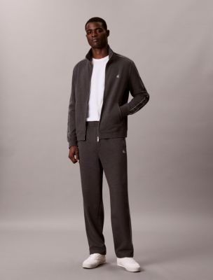 Logo Tape Fleece Sweatpants, Charcoal Heather