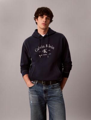 Stitch Arch Logo Graphic Hoodie, Dark Sapphire