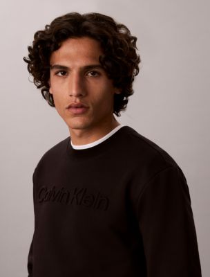 Мужской свитер Calvin Klein Fleece Embossed Crewneck, цвет: Чёрный — фото 3