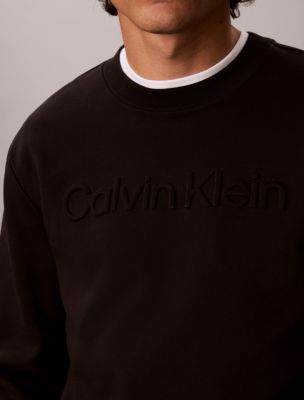 Мужской свитер Calvin Klein Fleece Embossed Crewneck, цвет: Чёрный — фото 4