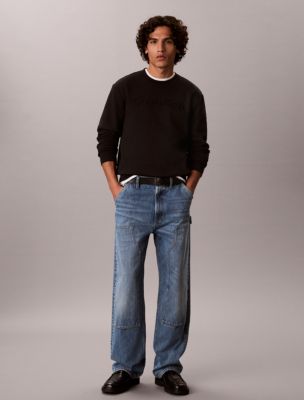 Мужской свитер Calvin Klein Fleece Embossed Crewneck, цвет: Чёрный — фото 5