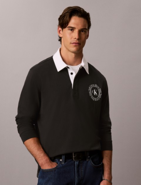 Мужские рубашки Calvin Klein Contrast Collar Rugby Polo Shirt