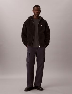 Мужская куртка Calvin Klein из шерпы на молнии с капюшоном, цвет: Чёрный — фото 3