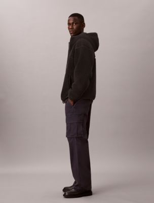 Мужская куртка Calvin Klein из шерпы на молнии с капюшоном, цвет: Чёрный — фото 4