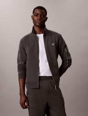 Logo Tape Full Zip Jacket, Charcoal Heather