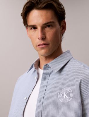 Мужские рубашки Calvin Klein Yarn-Dyed Stripe Oxford Relaxed Shirt — фото 2