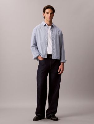 Мужские рубашки Calvin Klein Yarn-Dyed Stripe Oxford Relaxed Shirt — фото 3