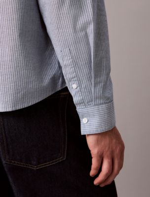 Мужские рубашки Calvin Klein Yarn-Dyed Stripe Oxford Relaxed Shirt — фото 4