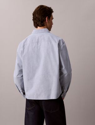 Мужские рубашки Calvin Klein Yarn-Dyed Stripe Oxford Relaxed Shirt — фото 5