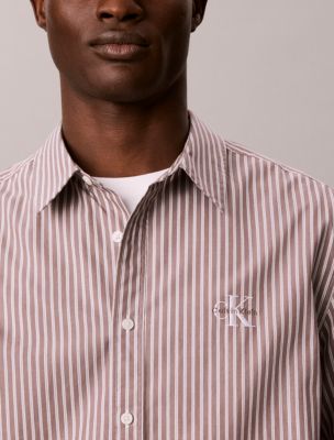 Мужские рубашки Calvin Klein Yarn-Dyed Stripe Washed Poplin Relaxed Shirt — фото 2