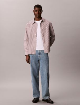 Мужские рубашки Calvin Klein Yarn-Dyed Stripe Washed Poplin Relaxed Shirt — фото 3