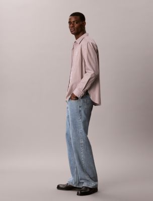 Мужские рубашки Calvin Klein Yarn-Dyed Stripe Washed Poplin Relaxed Shirt — фото 4