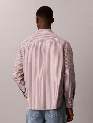 Мужские рубашки Calvin Klein Yarn-Dyed Stripe Washed Poplin Relaxed Shirt — фото 5