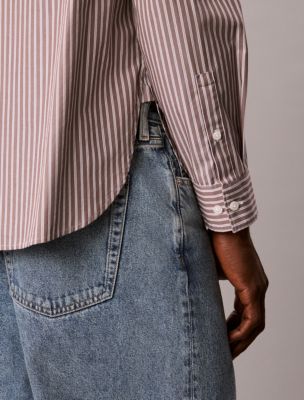 Мужские рубашки Calvin Klein Yarn-Dyed Stripe Washed Poplin Relaxed Shirt — фото 6