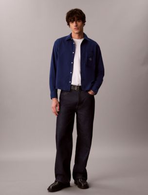 Мужская рубашка Calvin Klein Relaxed Washed Oxford, цвет: Синий — фото 2