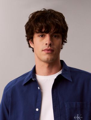 Мужская рубашка Calvin Klein Relaxed Washed Oxford, цвет: Синий — фото 3