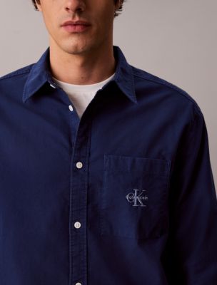 Мужская рубашка Calvin Klein Relaxed Washed Oxford, цвет: Синий — фото 5