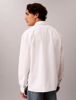 Мужская рубашка Calvin Klein Script Logo Graphic Relaxed Button-Down, цвет: Яркий белый — фото 5