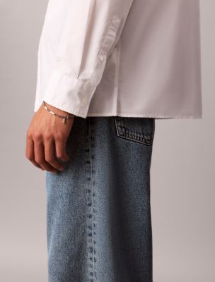 Мужская рубашка Calvin Klein Script Logo Graphic Relaxed Button-Down, цвет: Яркий белый — фото 6