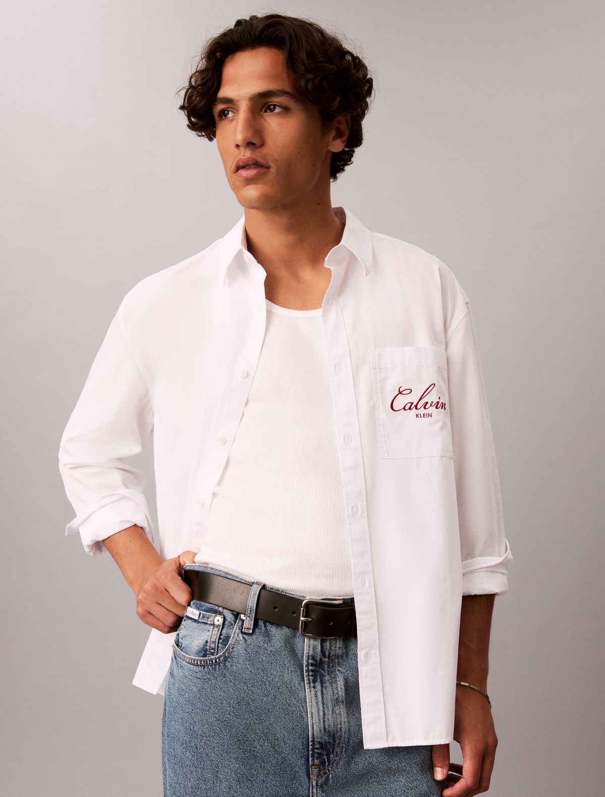 Script Logo Graphic Relaxed Button-Down Shirt
