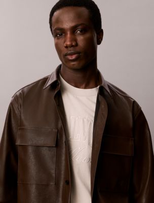 Мужские топы Calvin Klein Faux Leather Overshirt — фото 3