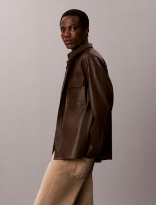 Мужские топы Calvin Klein Faux Leather Overshirt — фото 4