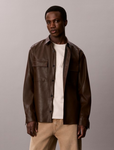 Мужские топы Calvin Klein Faux Leather Overshirt