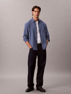 Мужская рубашка Calvin Klein Melange Flannel Easy, цвет: Синий меланжевый — фото 2