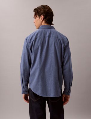 Мужская рубашка Calvin Klein Melange Flannel Easy, цвет: Синий меланжевый — фото 5