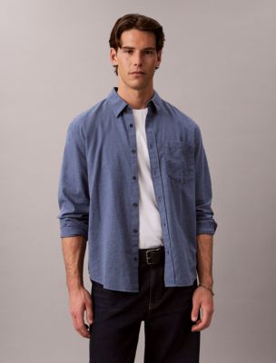 Melange Flannel Easy Shirt, Blue Heather