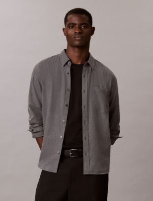 Melange Flannel Easy Shirt, Light Grey Heather