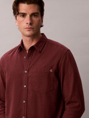 Melange Flannel Easy Shirt, Dark Red Heather