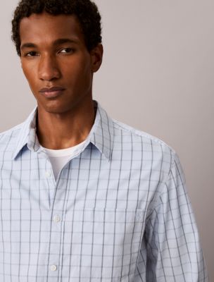 Мужские рубашки Calvin Klein Windowpane Washed Poplin Button-Down Shirt — фото 3