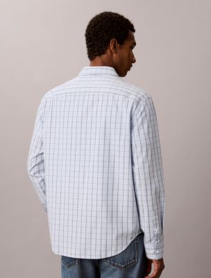 Мужские рубашки Calvin Klein Windowpane Washed Poplin Button-Down Shirt — фото 5
