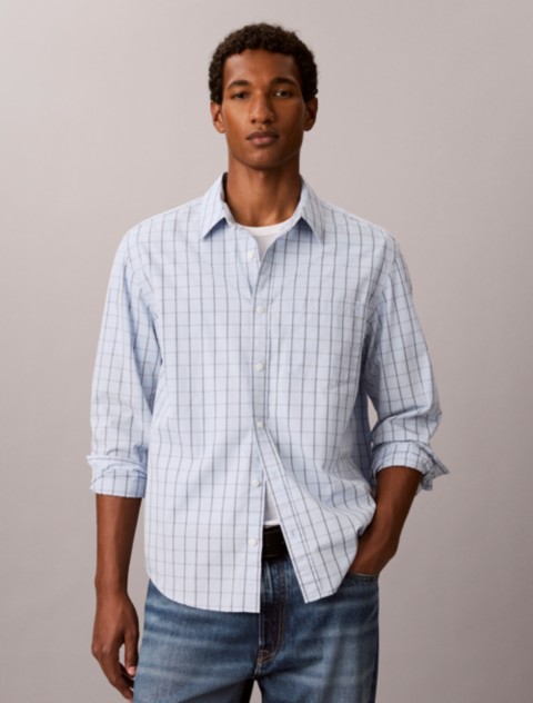 Мужские рубашки Calvin Klein Windowpane Washed Poplin Button-Down Shirt