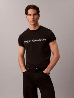 Slim Stretch Calvin Klein Logo Tee, Black