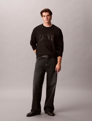 Мужской свитшот Calvin Klein Premium Terry Arch Logo, цвет: Чёрный — фото 2