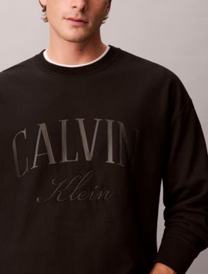 Мужской свитшот Calvin Klein Premium Terry Arch Logo, цвет: Чёрный — фото 3