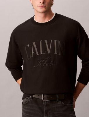 Мужской свитшот Calvin Klein Premium Terry Arch Logo, цвет: Чёрный — фото 5