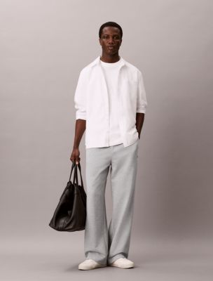 Premium Terry Wide Leg Pants, Grey Heather