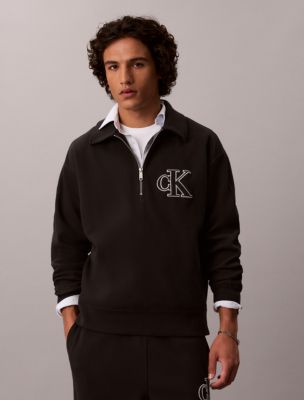 Мужские худи Calvin Klein Double Knit Monogram Zip Polo Sweatshirt — фото 2