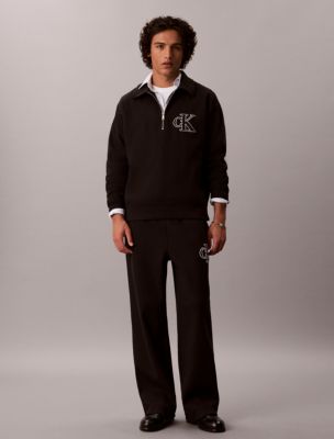 Мужские худи Calvin Klein Double Knit Monogram Zip Polo Sweatshirt — фото 4